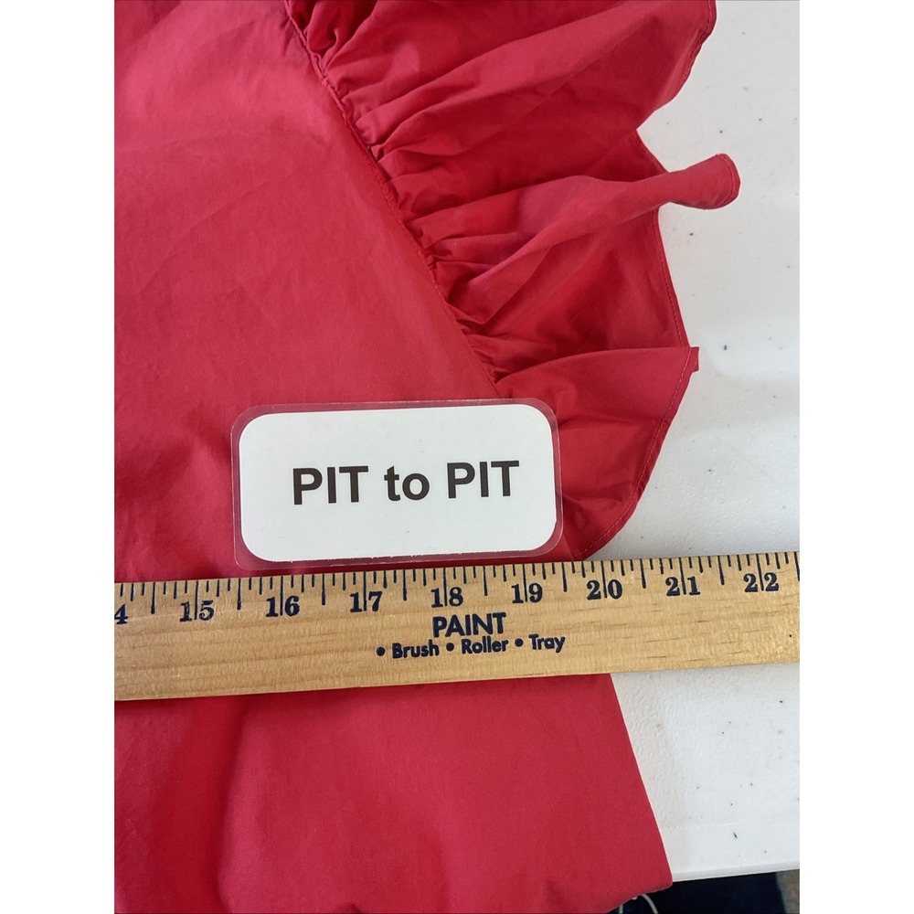 SSYS The Label Dress S  Orange Flutter Sleeve Boutique Poplin v neck mini Spring - Picture 6 of 8